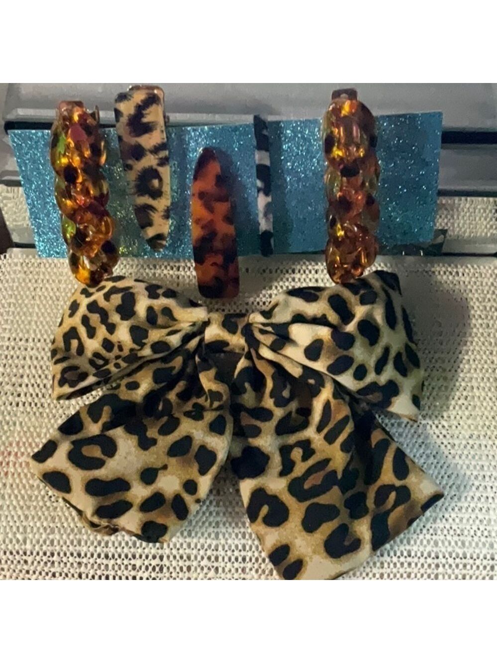 Animal Print Barrettes Hair Clips and Bow
